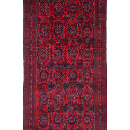 Afghan 9' 11" X 18' 10" Hand Knotted Wool Rug 9' 11" X 18' 10" (302 X 574) / Red / Wool