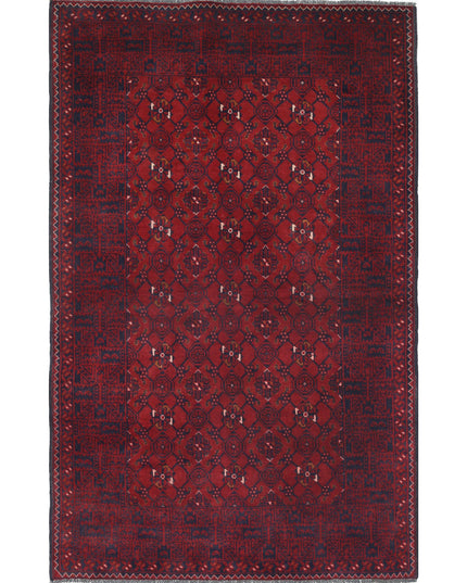 Afghan 3' 8" X 5' 9" Hand Knotted Wool Rug 3' 8" X 5' 9" (112 X 175) / Red / Wool