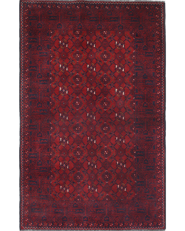 Afghan 3' 8" X 5' 9" Hand Knotted Wool Rug 3' 8" X 5' 9" (112 X 175) / Red / Wool