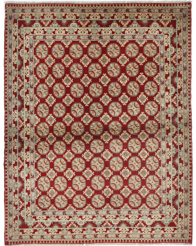 Afghan 3' 7" X 4' 9" Hand Knotted Wool Rug 3' 7" X 4' 9" (109 X 145) / Red / Wool