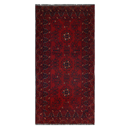Afghan 3' 2" X 6' 6" Hand Knotted Wool Rug 3' 2" X 6' 6" (97 X 198) / Red / Wool