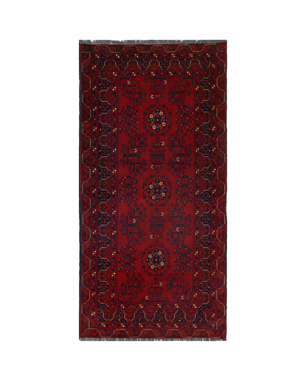 Afghan 3' 2" X 6' 6" Hand Knotted Wool Rug 3' 2" X 6' 6" (97 X 198) / Red / Wool