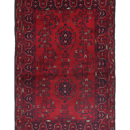 Afghan 3' 3" X 4' 8" Hand Knotted Wool Rug 3' 3" X 4' 8" (99 X 142) / Red / Wool