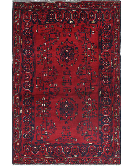 Afghan 3' 3" X 4' 8" Hand Knotted Wool Rug 3' 3" X 4' 8" (99 X 142) / Red / Wool