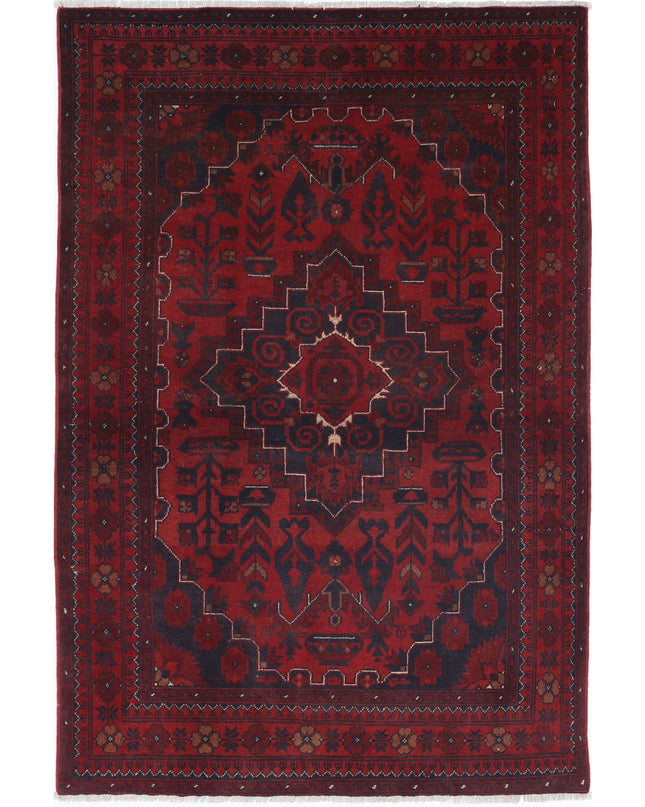 Afghan 3' 3" X 4' 11" Hand Knotted Wool Rug 3' 3" X 4' 11" (99 X 150) / Red / Wool