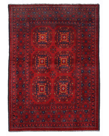 Afghan 3' 4" X 4' 8" Hand Knotted Wool Rug 3' 4" X 4' 8" (101 X 142) / Red / Wool