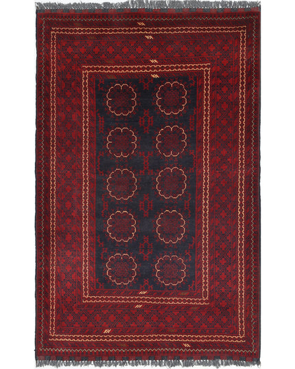Afghan 3' 4" X 5' 1" Hand Knotted Wool Rug 3' 4" X 5' 1" (101 X 155) / Red / Wool