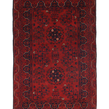 Afghan 3' 2" X 4' 9" Hand Knotted Wool Rug 3' 2" X 4' 9" (97 X 145) / Red / Wool