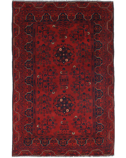 Afghan 3' 2" X 4' 9" Hand Knotted Wool Rug 3' 2" X 4' 9" (97 X 145) / Red / Wool