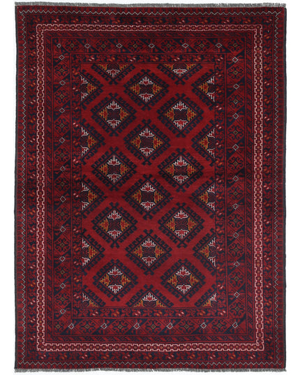 Afghan 3' 5" X 4' 7" Hand Knotted Wool Rug 3' 5" X 4' 7" (104 X 140) / Red / Wool