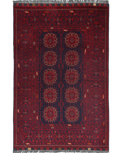 Afghan 3' 3" X 4' 9" Hand Knotted Wool Rug 3' 3" X 4' 9" (99 X 145) / Red / Wool