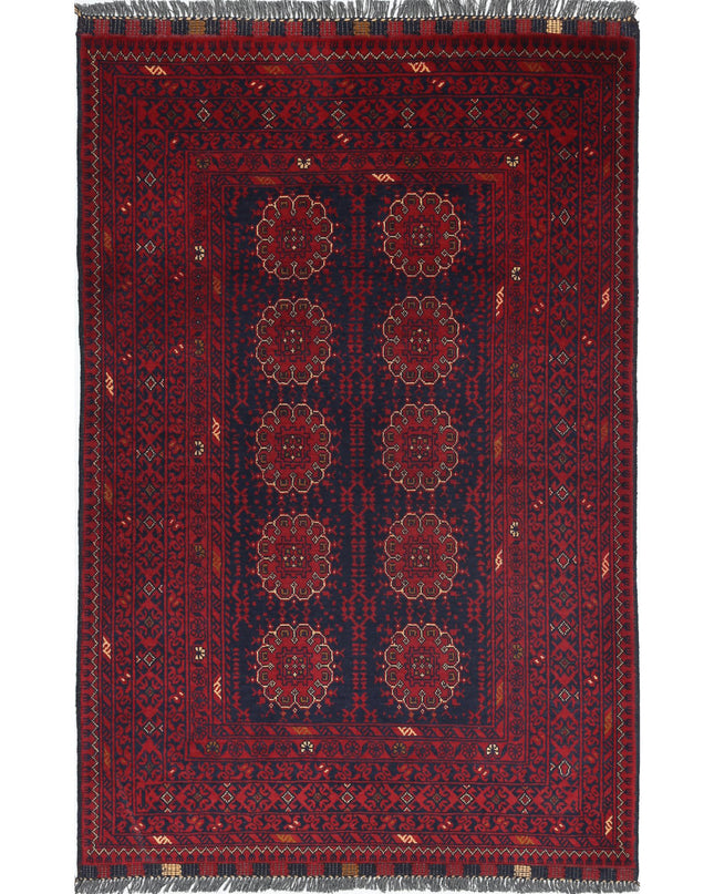 Afghan 3' 3" X 4' 9" Hand Knotted Wool Rug 3' 3" X 4' 9" (99 X 145) / Red / Wool