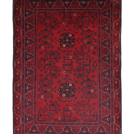 Afghan 3' 3" X 4' 8" Hand Knotted Wool Rug 3' 3" X 4' 8" (99 X 142) / Red / Wool