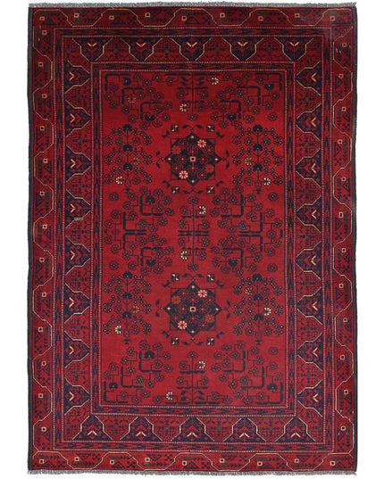 Afghan 3' 3" X 4' 8" Hand Knotted Wool Rug 3' 3" X 4' 8" (99 X 142) / Red / Wool