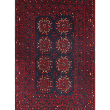 Afghan 3' 4" X 5' 1" Hand Knotted Wool Rug 3' 4" X 5' 1" (101 X 155) / Red / Wool