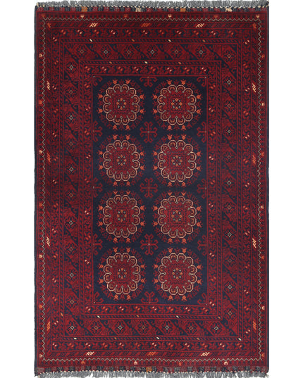 Afghan 3' 4" X 5' 1" Hand Knotted Wool Rug 3' 4" X 5' 1" (101 X 155) / Red / Wool