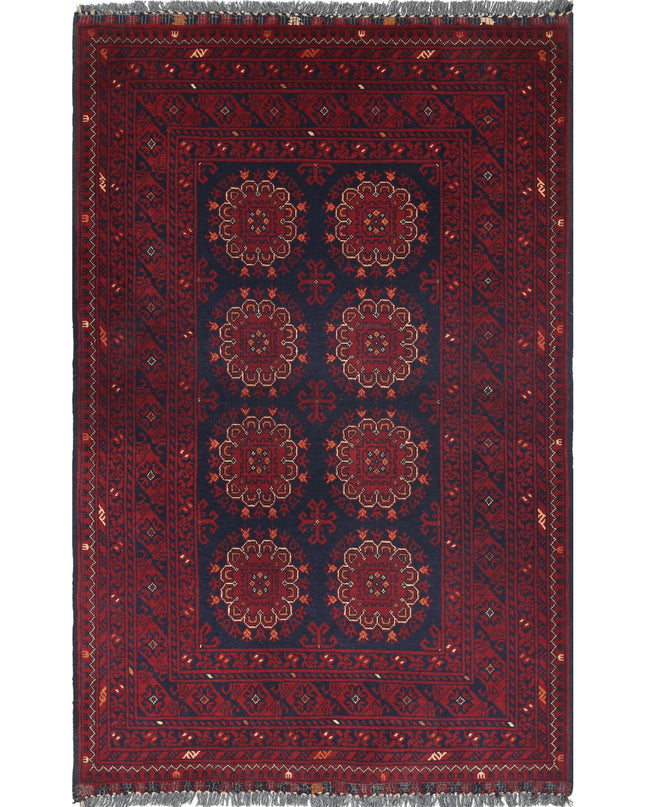 Afghan 3' 4" X 5' 1" Hand Knotted Wool Rug 3' 4" X 5' 1" (101 X 155) / Red / Wool