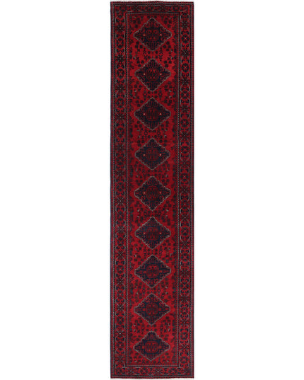 Afghan 2' 8" X 12' 1" Hand Knotted Wool Rug 2' 8" X 12' 1" (81 X 368) / Red / Wool
