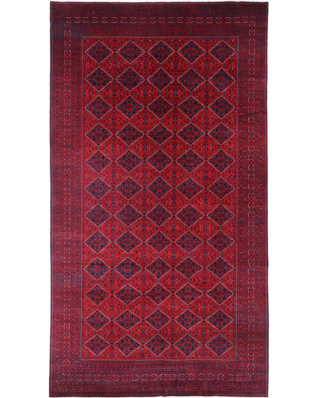Afghan 9' 8" X 18' 6" Hand Knotted Wool Rug 9' 8" X 18' 6" (295 X 564) / Red / Wool
