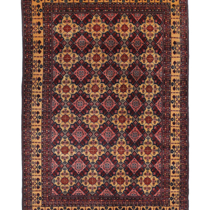 Afghan 6' 6" X 9' 9" Hand Knotted Wool Rug 6' 6" X 9' 9" (198 X 297) / Red / Wool