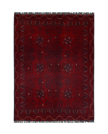 Afghan 4' 10" X 6' 6" Hand Knotted Wool Rug 4' 10" X 6' 6" (147 X 198) / Red / Wool