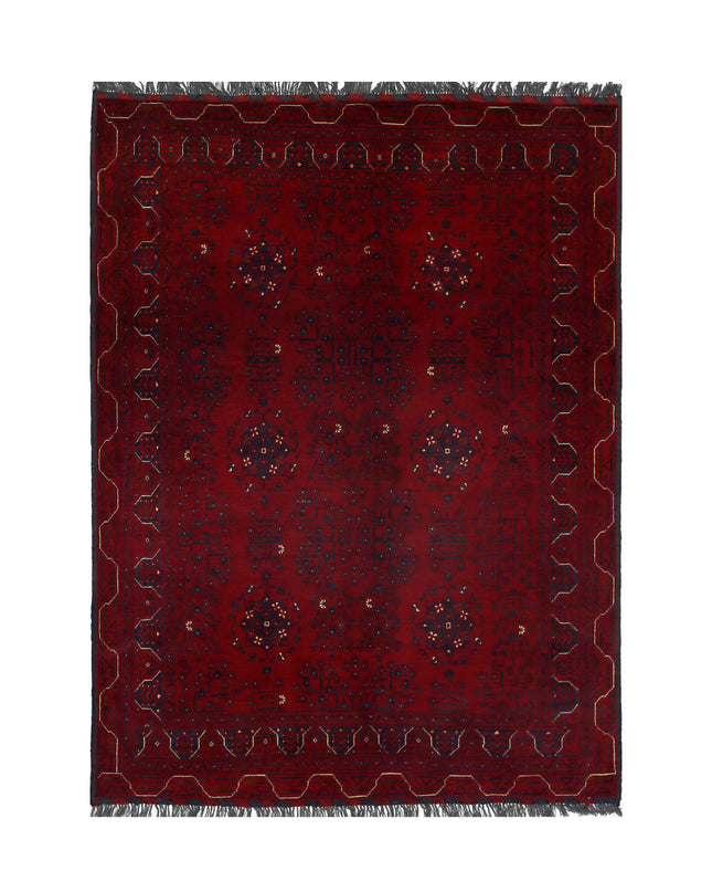 Afghan 4' 10" X 6' 6" Hand Knotted Wool Rug 4' 10" X 6' 6" (147 X 198) / Red / Wool