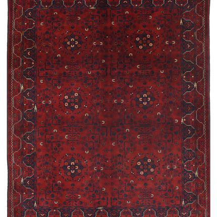 Afghan 4' 10" X 6' 2" Hand Knotted Wool Rug 4' 10" X 6' 2" (147 X 188) / Red / Wool