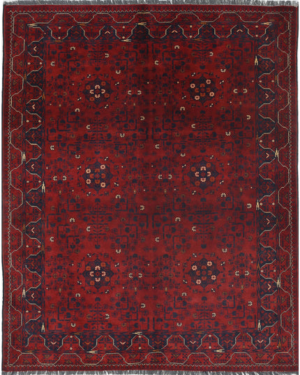 Afghan 4' 10" X 6' 2" Hand Knotted Wool Rug 4' 10" X 6' 2" (147 X 188) / Red / Wool