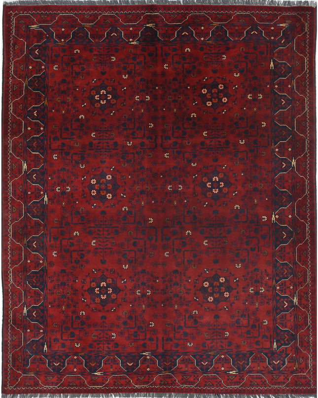 Afghan 4' 10" X 6' 2" Hand Knotted Wool Rug 4' 10" X 6' 2" (147 X 188) / Red / Wool