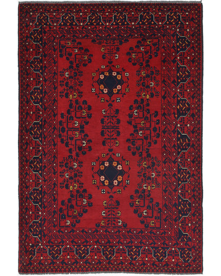Afghan 3' 2" X 4' 10" Hand Knotted Wool Rug 3' 2" X 4' 10" (97 X 147) / Red / Wool