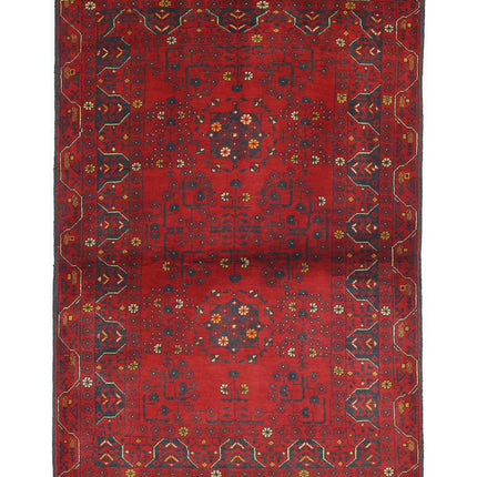 Afghan 3' 2" X 4' 1" Hand Knotted Wool Rug 3' 2" X 4' 1" (97 X 124) / Red / Wool