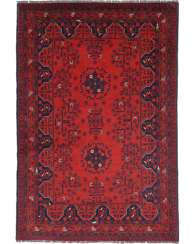 Afghan 3' 3" X 4' 1" Hand Knotted Wool Rug 3' 3" X 4' 1" (99 X 124) / Red / Wool