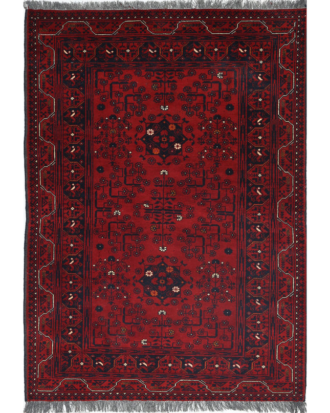 Afghan 3' 3" X 4' 9" Hand Knotted Wool Rug 3' 3" X 4' 9" (99 X 145) / Red / Wool