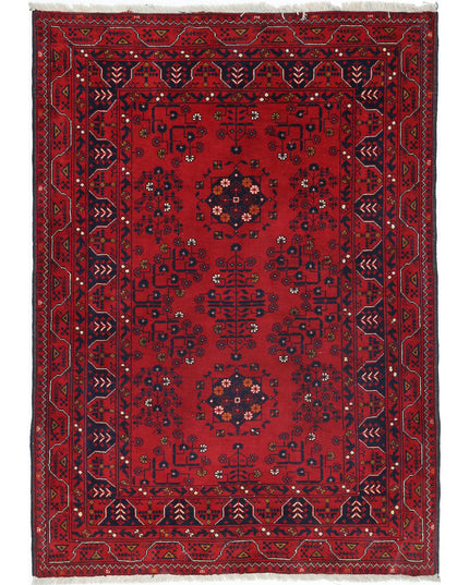 Afghan 3' 3" X 4' 9" Hand Knotted Wool Rug 3' 3" X 4' 9" (99 X 145) / Red / Wool