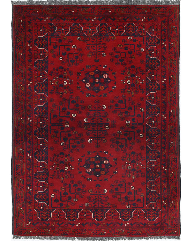 Afghan 3' 3" X 4' 9" Hand Knotted Wool Rug 3' 3" X 4' 9" (99 X 145) / Red / Wool
