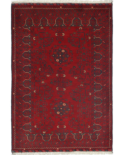 Afghan 3' 3" X 4' 8" Hand Knotted Wool Rug 3' 3" X 4' 8" (99 X 142) / Red / Wool