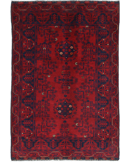 Afghan 3' 3" X 4' 9" Hand Knotted Wool Rug 3' 3" X 4' 9" (99 X 145) / Red / Wool