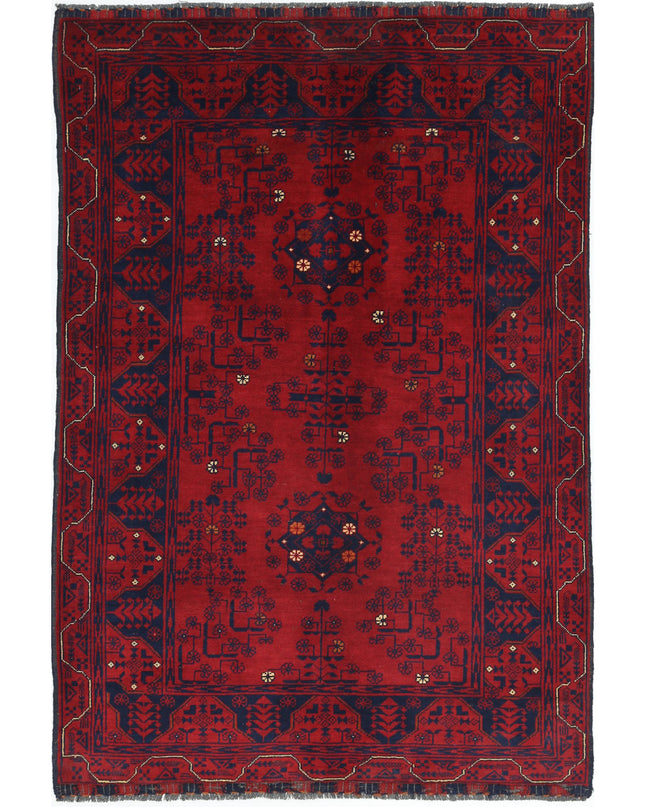 Afghan 3' 3" X 4' 9" Hand Knotted Wool Rug 3' 3" X 4' 9" (99 X 145) / Red / Wool