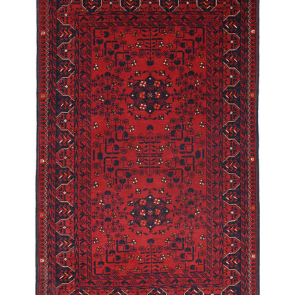 Afghan 3' 3" X 4' 11" Hand Knotted Wool Rug 3' 3" X 4' 11" (99 X 150) / Red / Wool