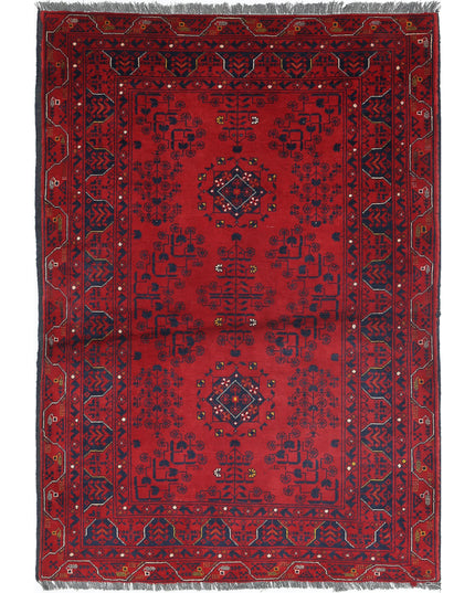 Afghan 3' 3" X 4' 9" Hand Knotted Wool Rug 3' 3" X 4' 9" (99 X 145) / Red / Wool