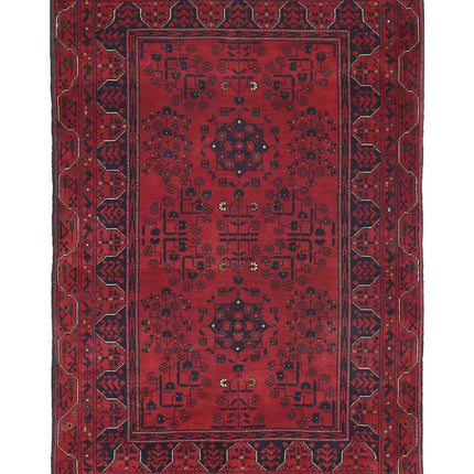 Afghan 3' 3" X 4' 11" Hand Knotted Wool Rug 3' 3" X 4' 11" (99 X 150) / Red / Wool