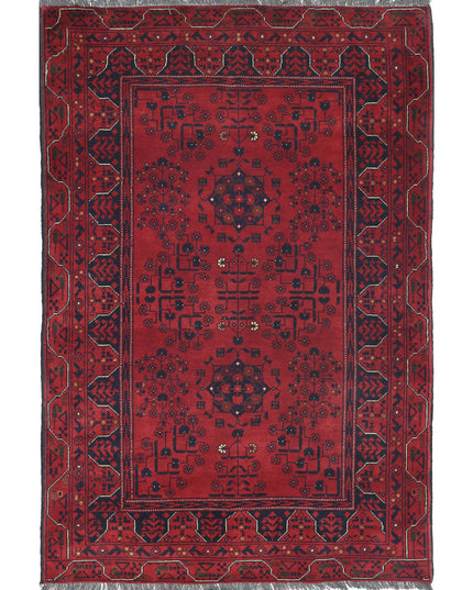 Afghan 3' 3" X 4' 11" Hand Knotted Wool Rug 3' 3" X 4' 11" (99 X 150) / Red / Wool