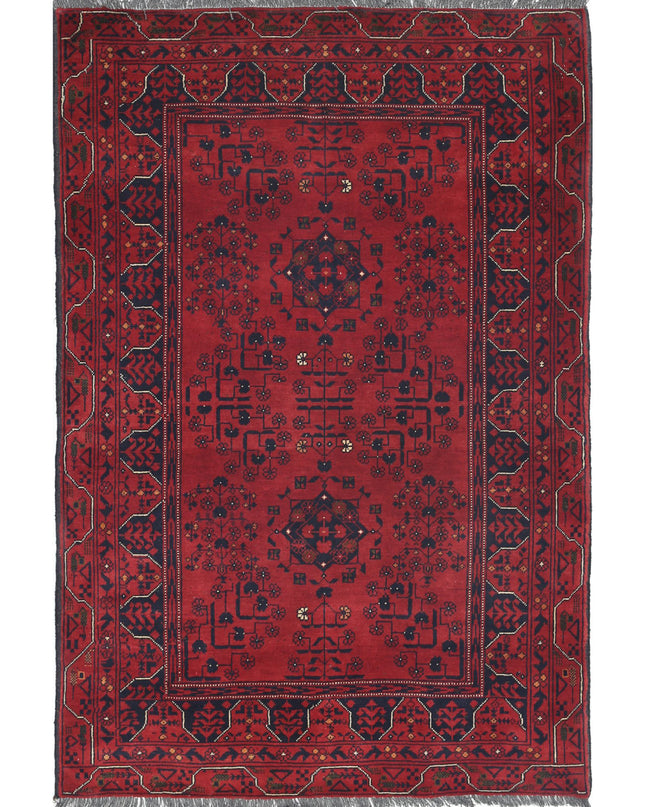 Afghan 3' 3" X 4' 11" Hand Knotted Wool Rug 3' 3" X 4' 11" (99 X 150) / Red / Wool