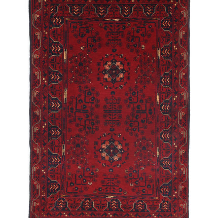 Afghan 3' 3" X 5' 0" Hand Knotted Wool Rug 3' 3" X 5' 0" (99 X 152) / Red / Wool