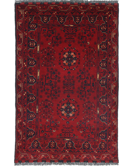 Afghan 3' 3" X 5' 0" Hand Knotted Wool Rug 3' 3" X 5' 0" (99 X 152) / Red / Wool