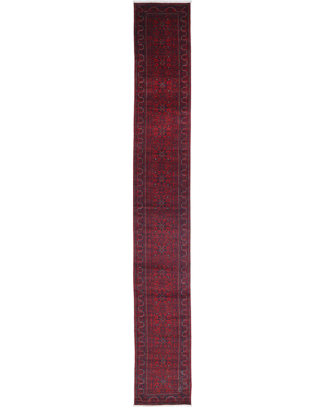 Afghan 2' 7" X 21' 11" Hand Knotted Wool Rug 2' 7" X 21' 11" (79 X 668) / Red / Wool