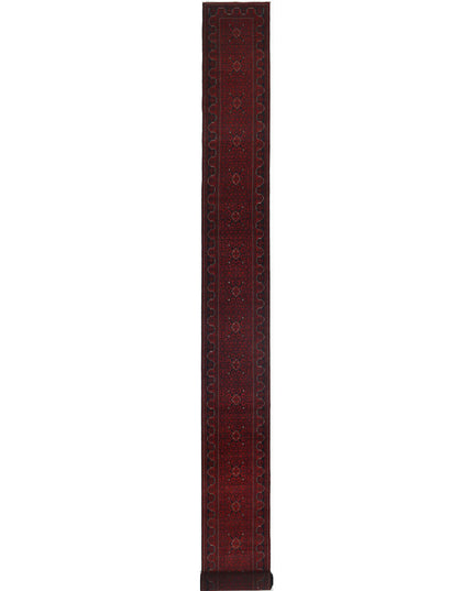 Afghan 2' 7" X 31' 4" Hand Knotted Wool Rug 2' 7" X 31' 4" (79 X 955) / Red / Wool
