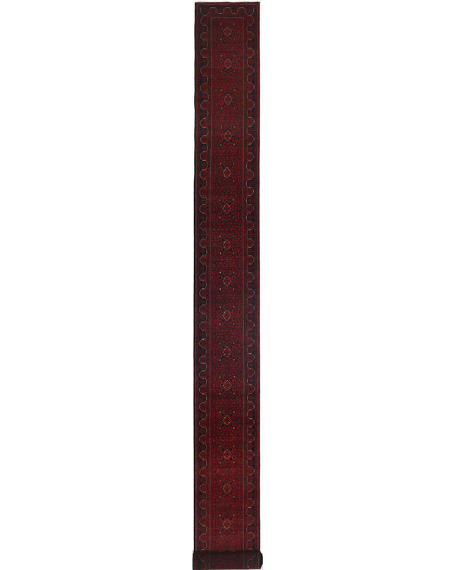 Afghan 2' 7" X 31' 4" Hand Knotted Wool Rug 2' 7" X 31' 4" (79 X 955) / Red / Wool