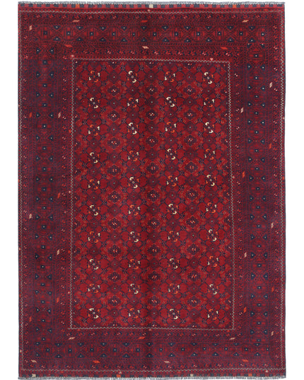 Afghan 5' 5" X 7' 7" Hand Knotted Wool Rug 5' 5" X 7' 7" (165 X 231) / Red / Wool
