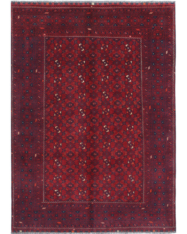 Afghan 5' 5" X 7' 7" Hand Knotted Wool Rug 5' 5" X 7' 7" (165 X 231) / Red / Wool